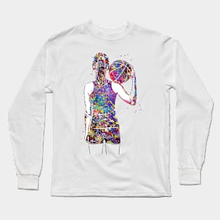 Girl Basketball Player With Ball Long Sleeve T-Shirt